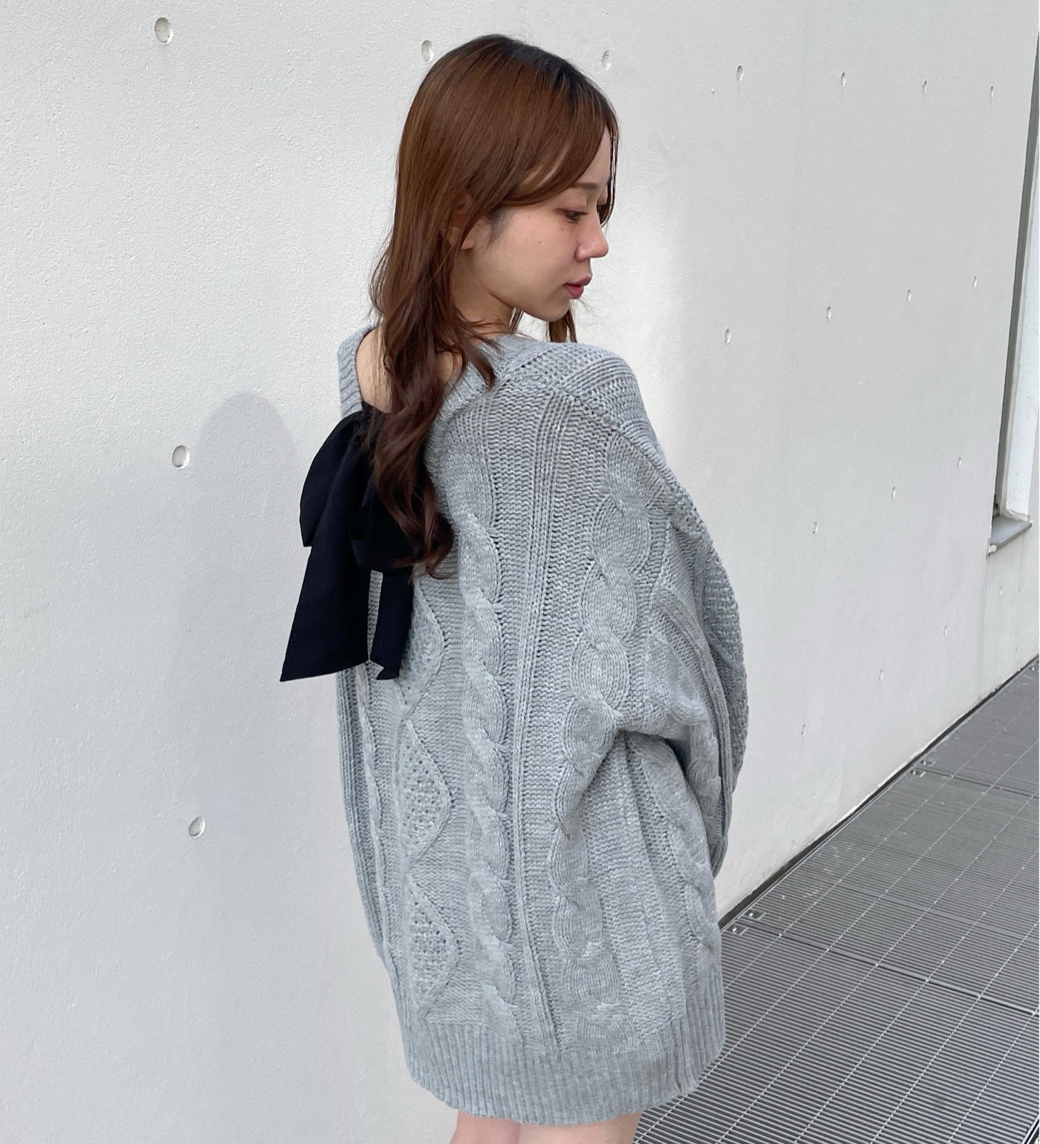 バックリボンニットワンピース