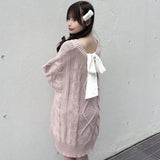 バックリボンニットワンピース