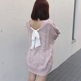 バックリボンニットワンピース