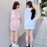 バックリボンニットワンピース