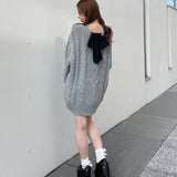 バックリボンニットワンピース