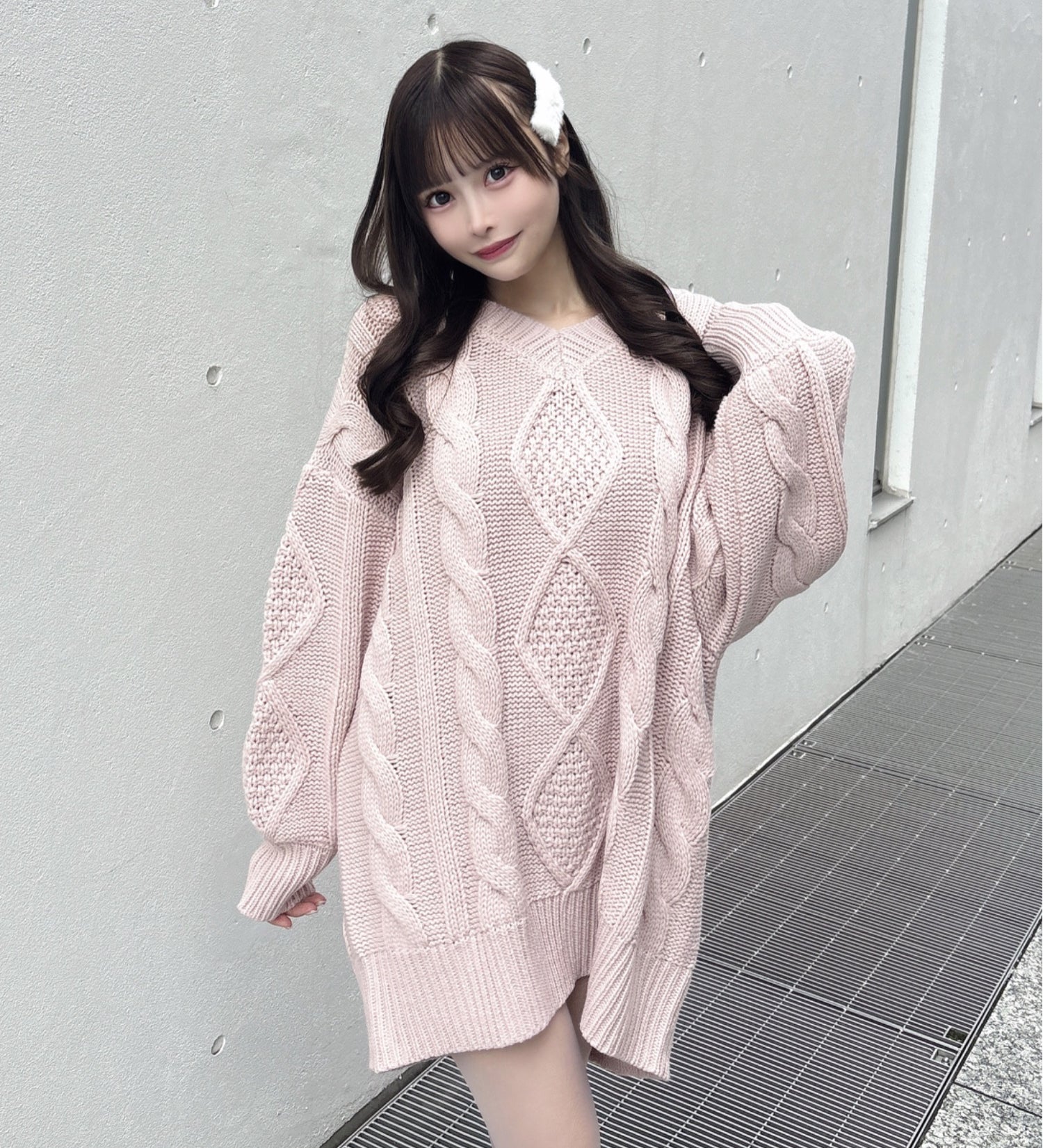 バックリボンニットワンピース