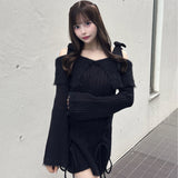 オフショルニットワンピース