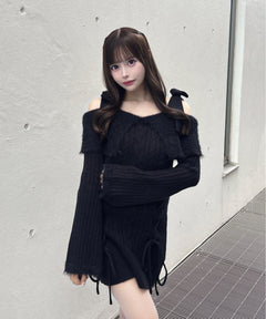 オフショルニットワンピース