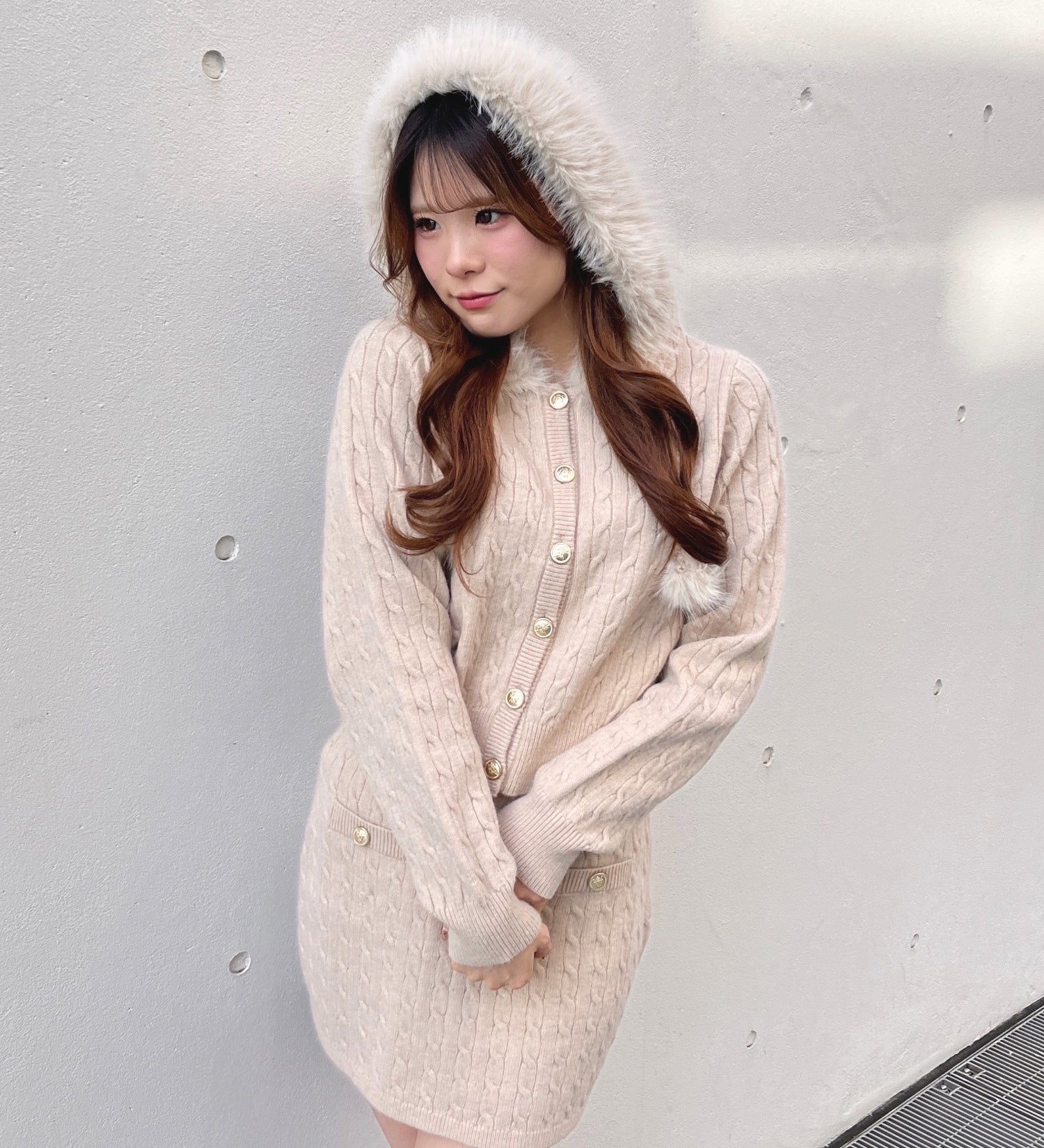 ファー付きケーブルパーカー