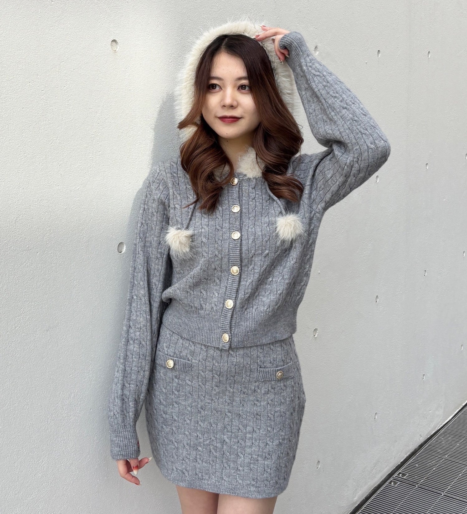 ファー付きケーブルパーカー