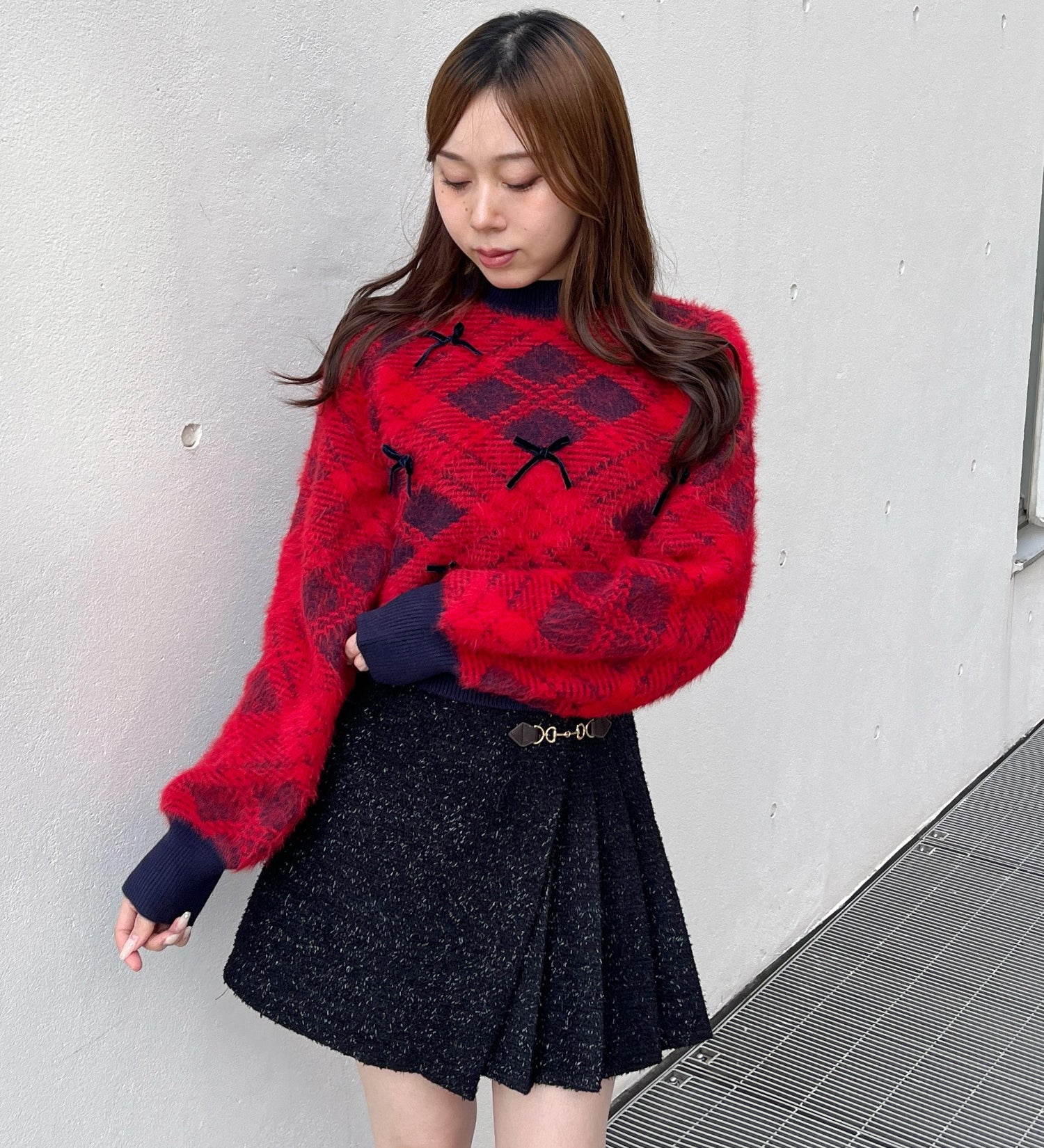 ベロアリボンシャギーニット