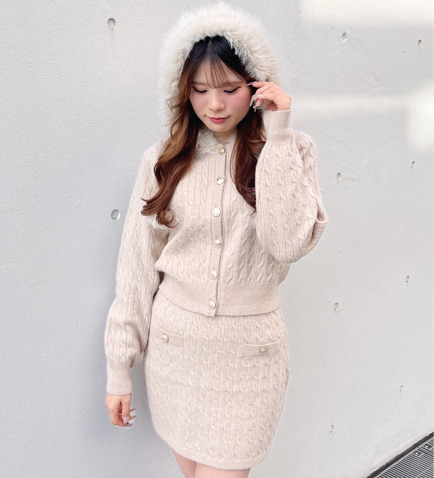 【予約商品 12月中旬発送】ケーブルニットスカート