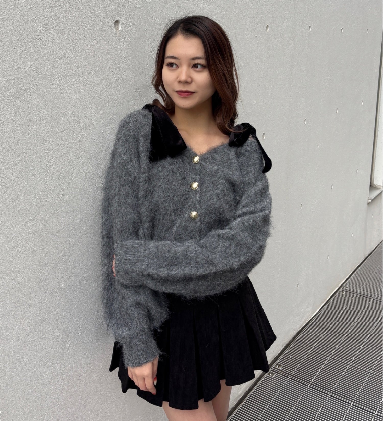 ベロアリボンカーデ