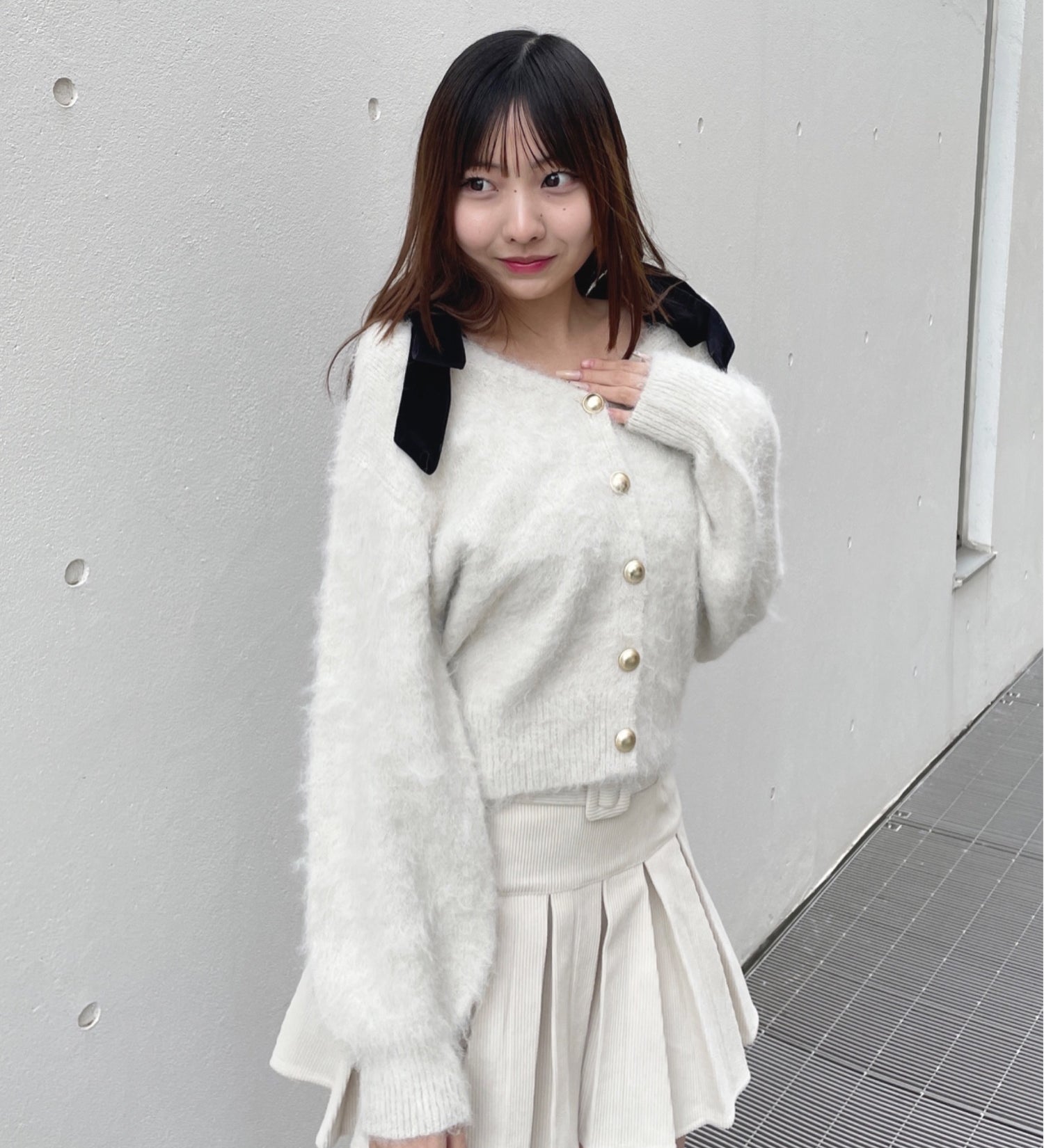 ベロアリボンカーデ