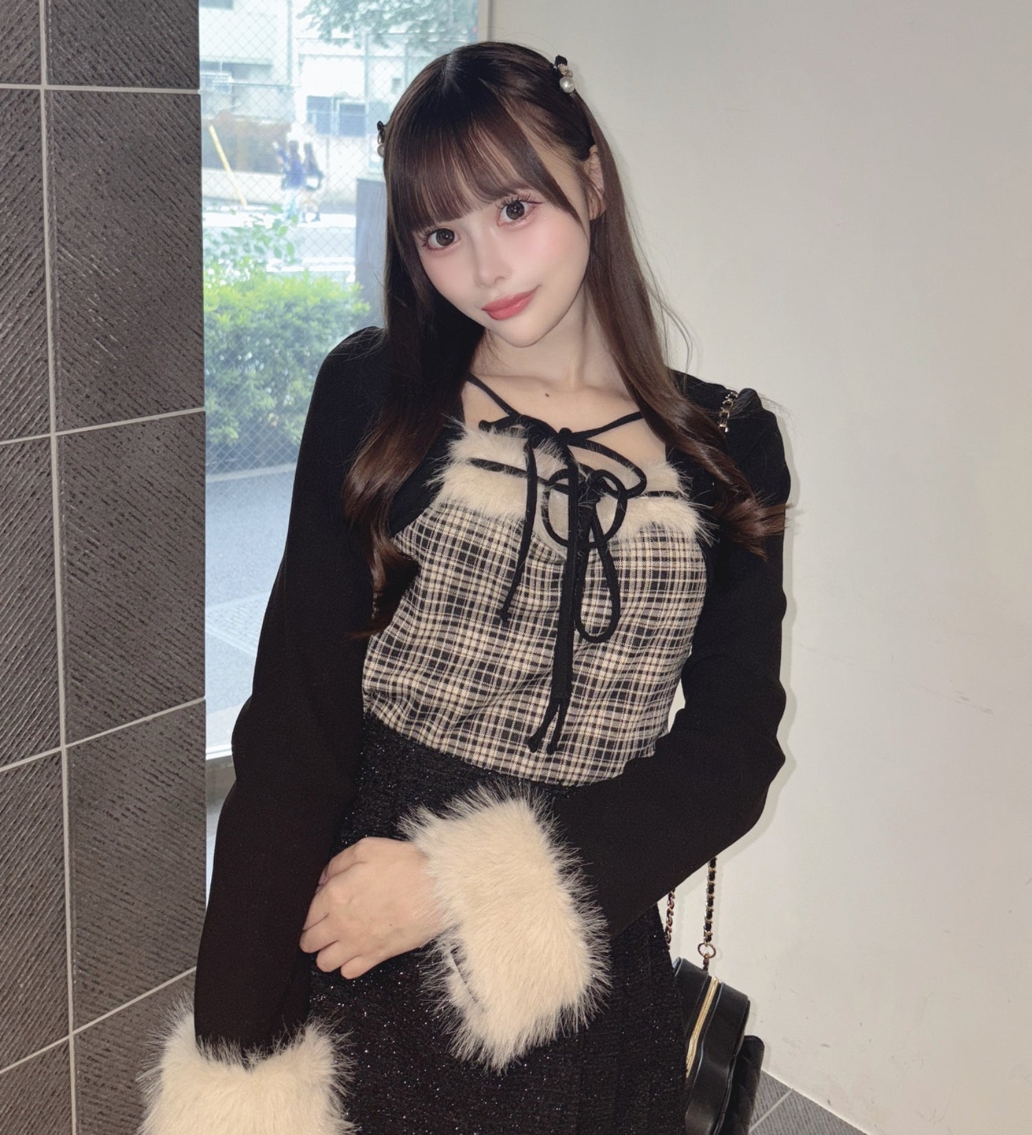 ファー付きボレロ風トップス