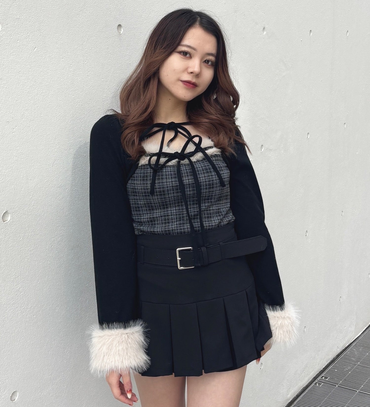 ファー付きボレロ風トップス