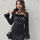 ファー付きボレロ風トップス