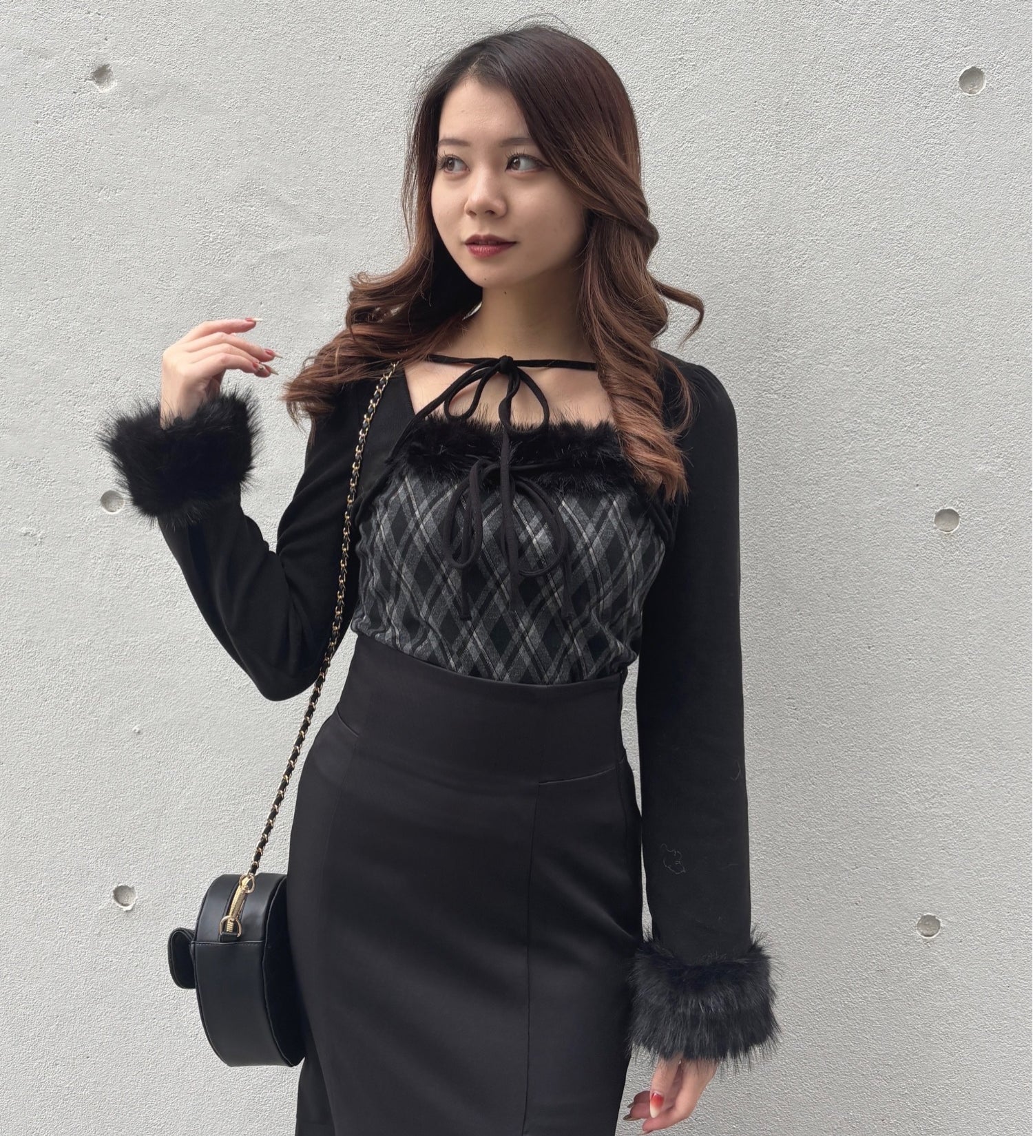 ファー付きボレロ風トップス