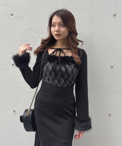 ファー付きボレロ風トップス