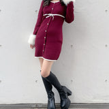 ファー付きパイピングワンピース