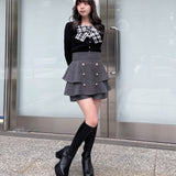 リボンレイヤードニット