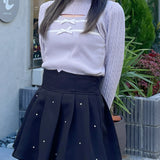 ケーブルダブルリボンニット