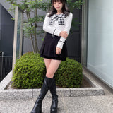 リボンレイヤードニット