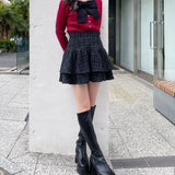 リボンレイヤードニット