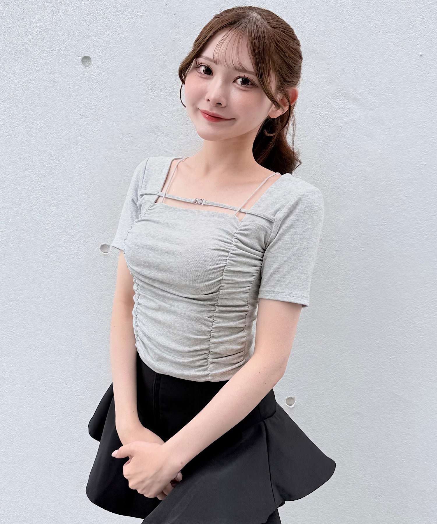 【一部予約商品6月中旬お届け】ダブルギャザートップス