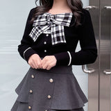 リボンレイヤードニット