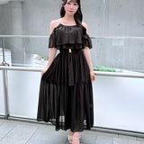 【一部商品７月中旬お届け予定】アメスリフリルレイヤードロングワンピース