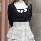 レイヤードケーブルニット