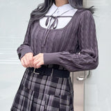 レイヤードケーブルニット