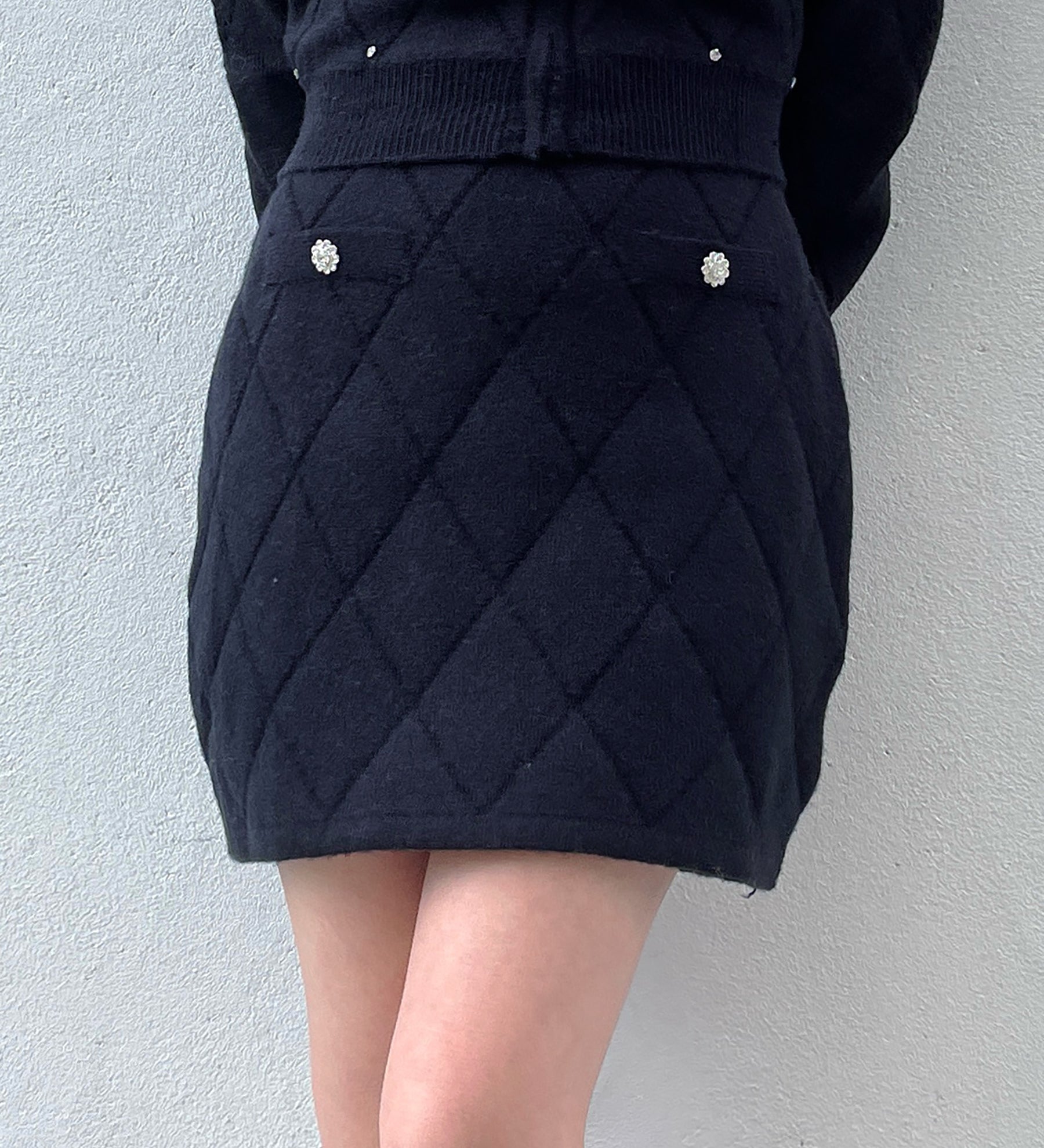 【セットアップ対応アイテム】 キルティングニットスカート