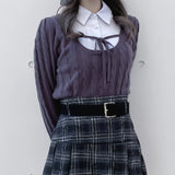 レイヤードケーブルニット