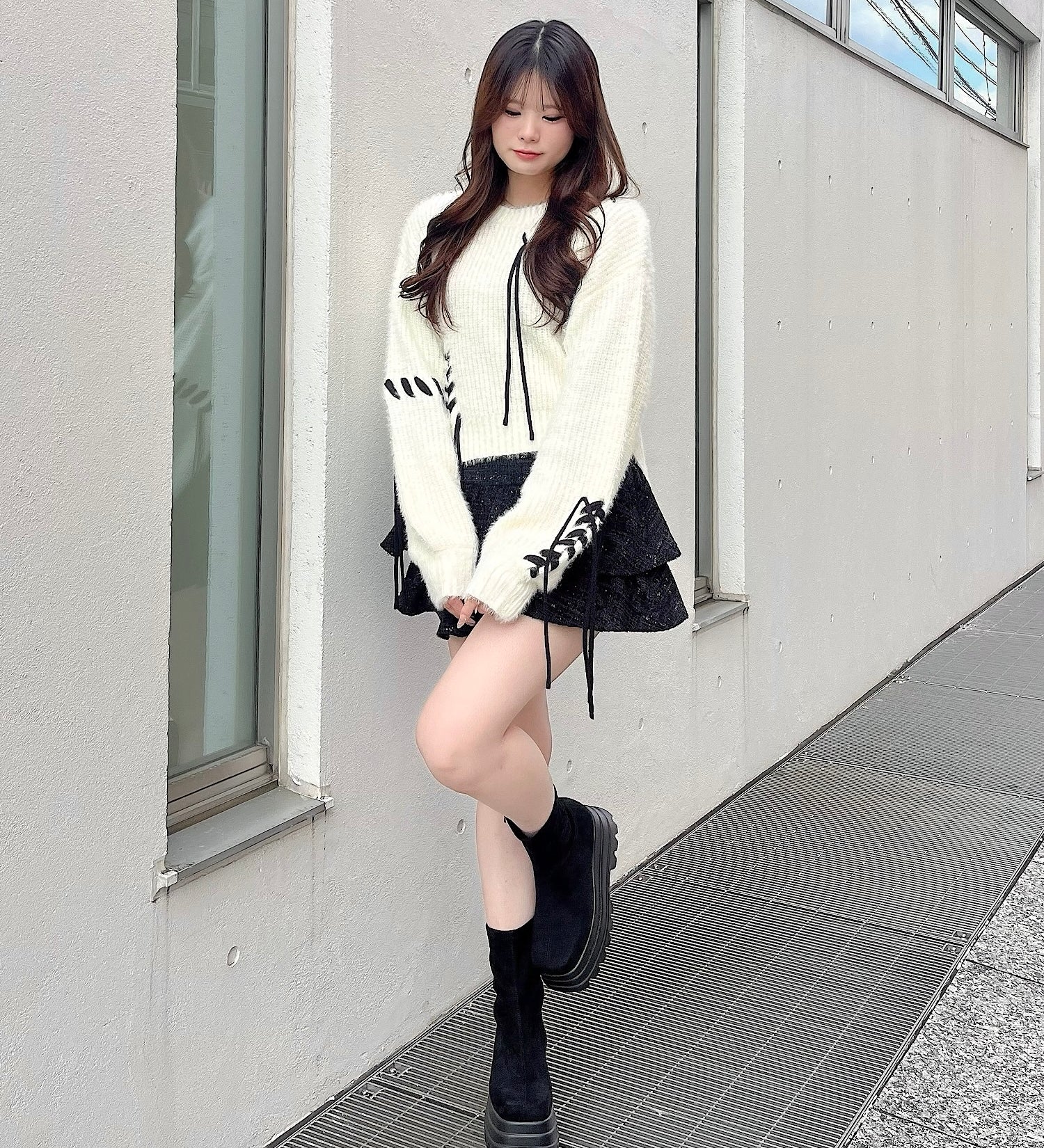 ツイードティアードミニスカート