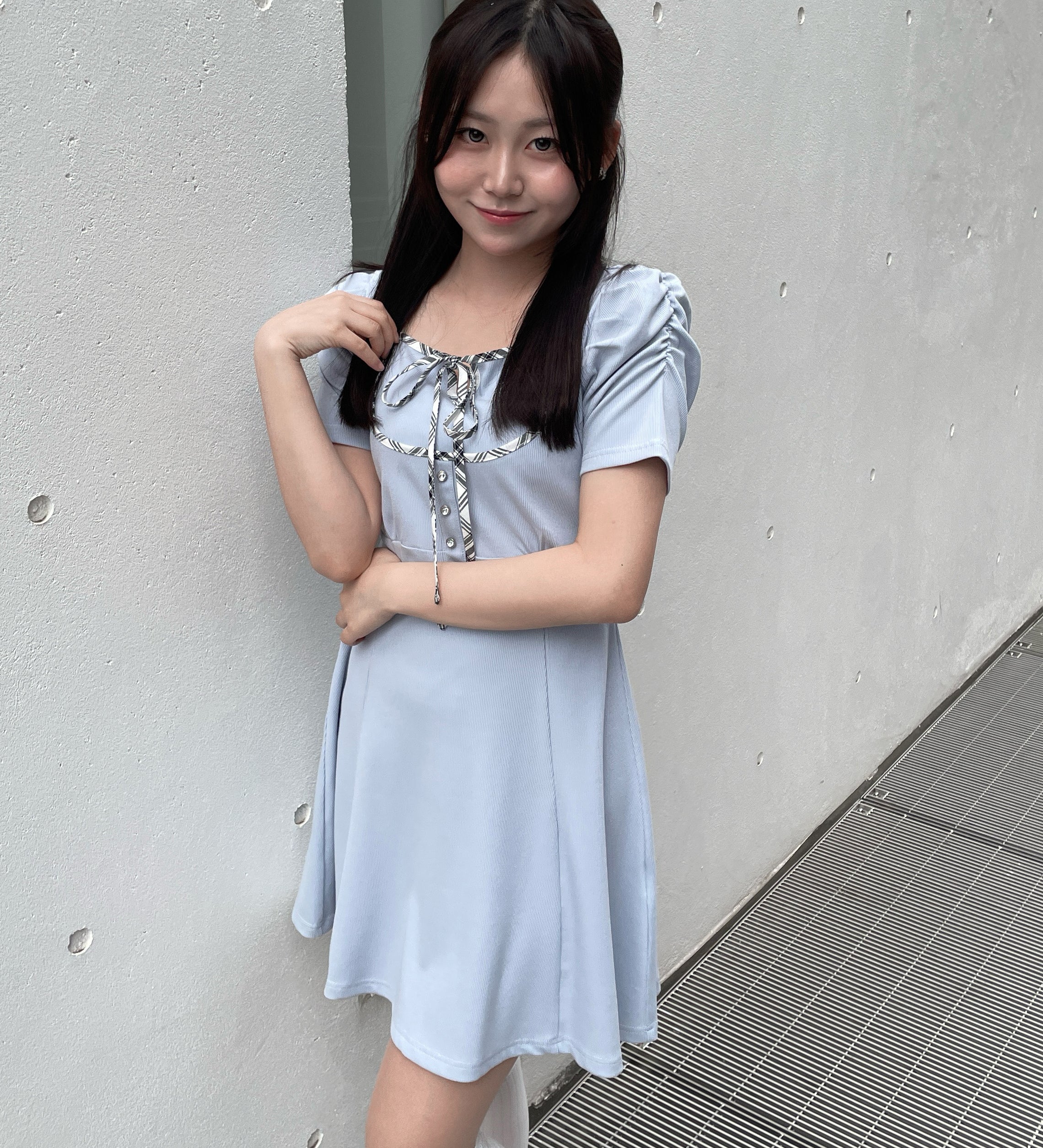 【予約商品　4月上旬発送予定】パイピングリボンワンピース