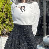 フロントアキリボンニット