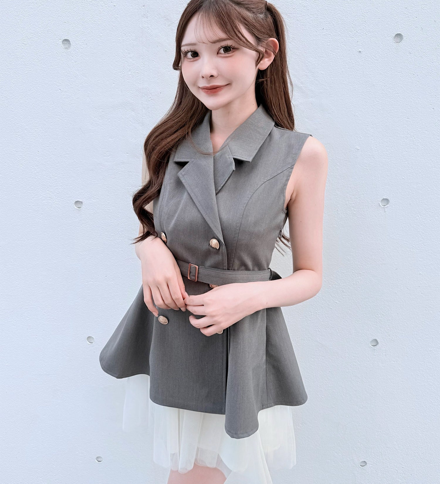 【予約商品6月下旬お届け】テーラードジレドッキングミニワンピース