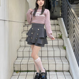 ケーブルダブルリボンニット