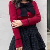 リボンレイヤードニット