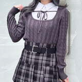 レイヤードケーブルニット