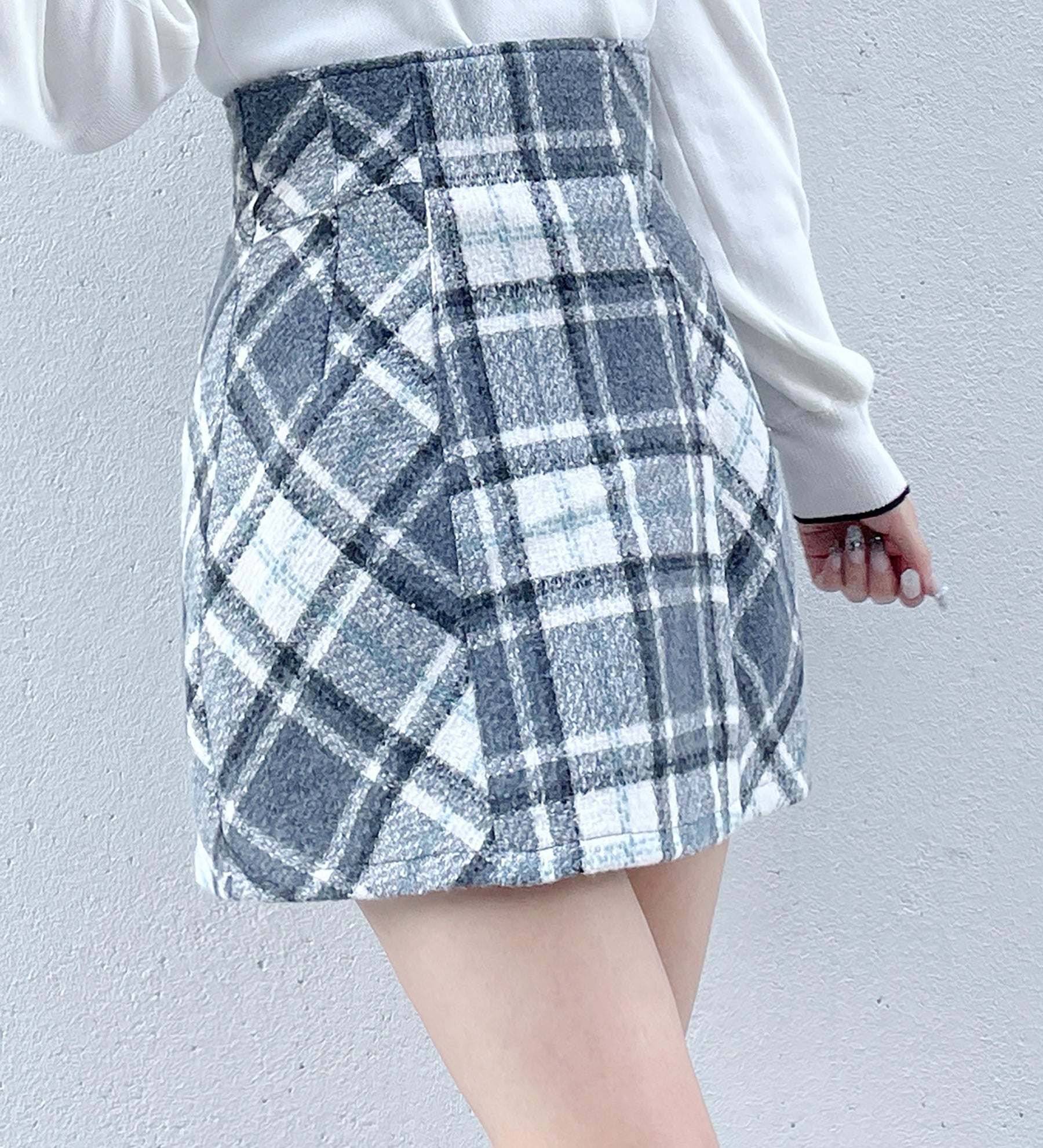 チェック台形スカート