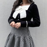 リボンレイヤードニット