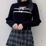 ケーブルダブルリボンニット