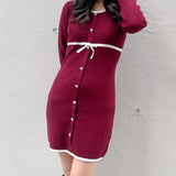 ファー付きパイピングワンピース