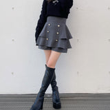 シャーリング袖カシュクールニット