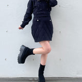 【セットアップ対応アイテム】 キルティングニットスカート