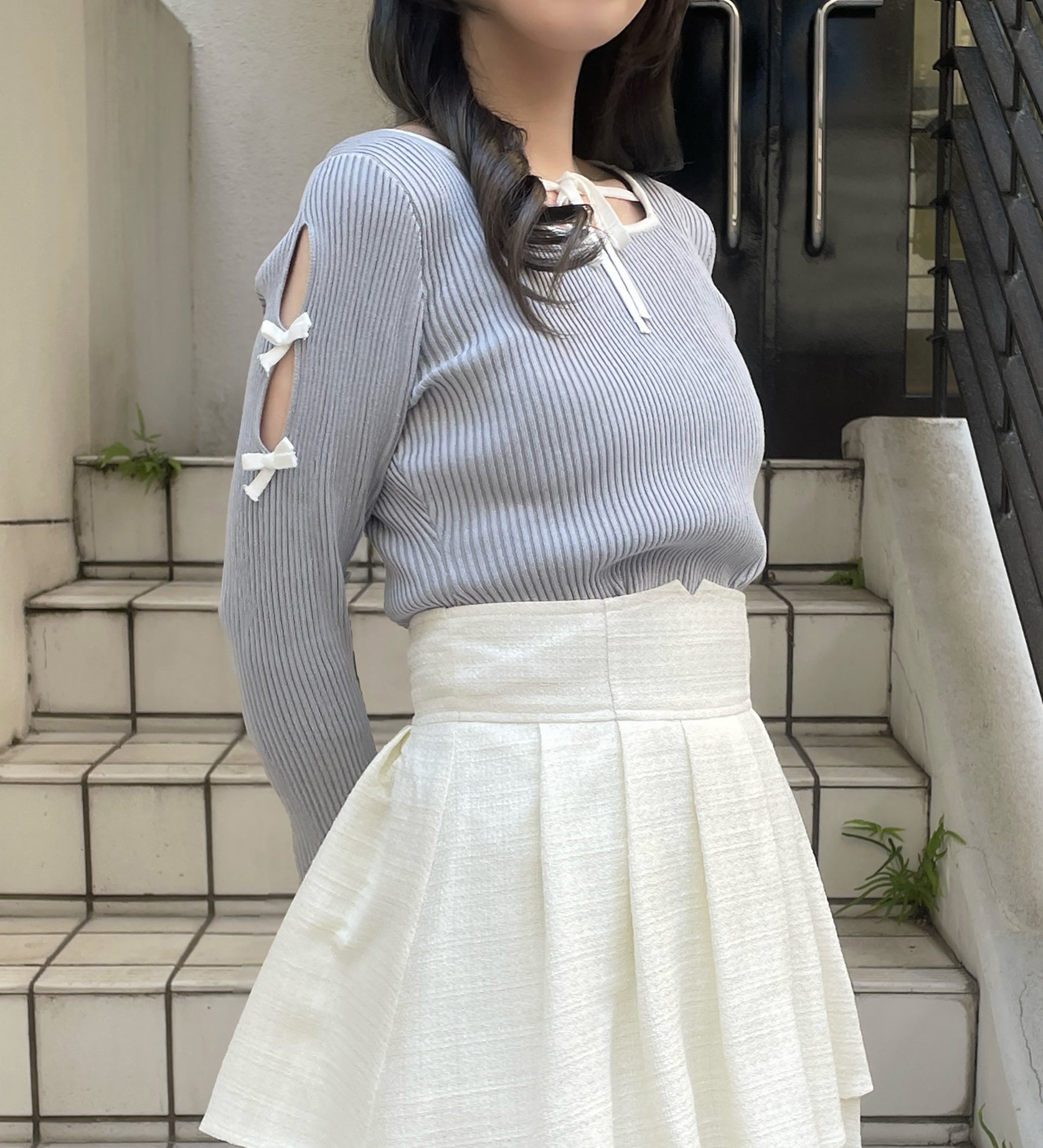 スリットリボンスリーブトップス