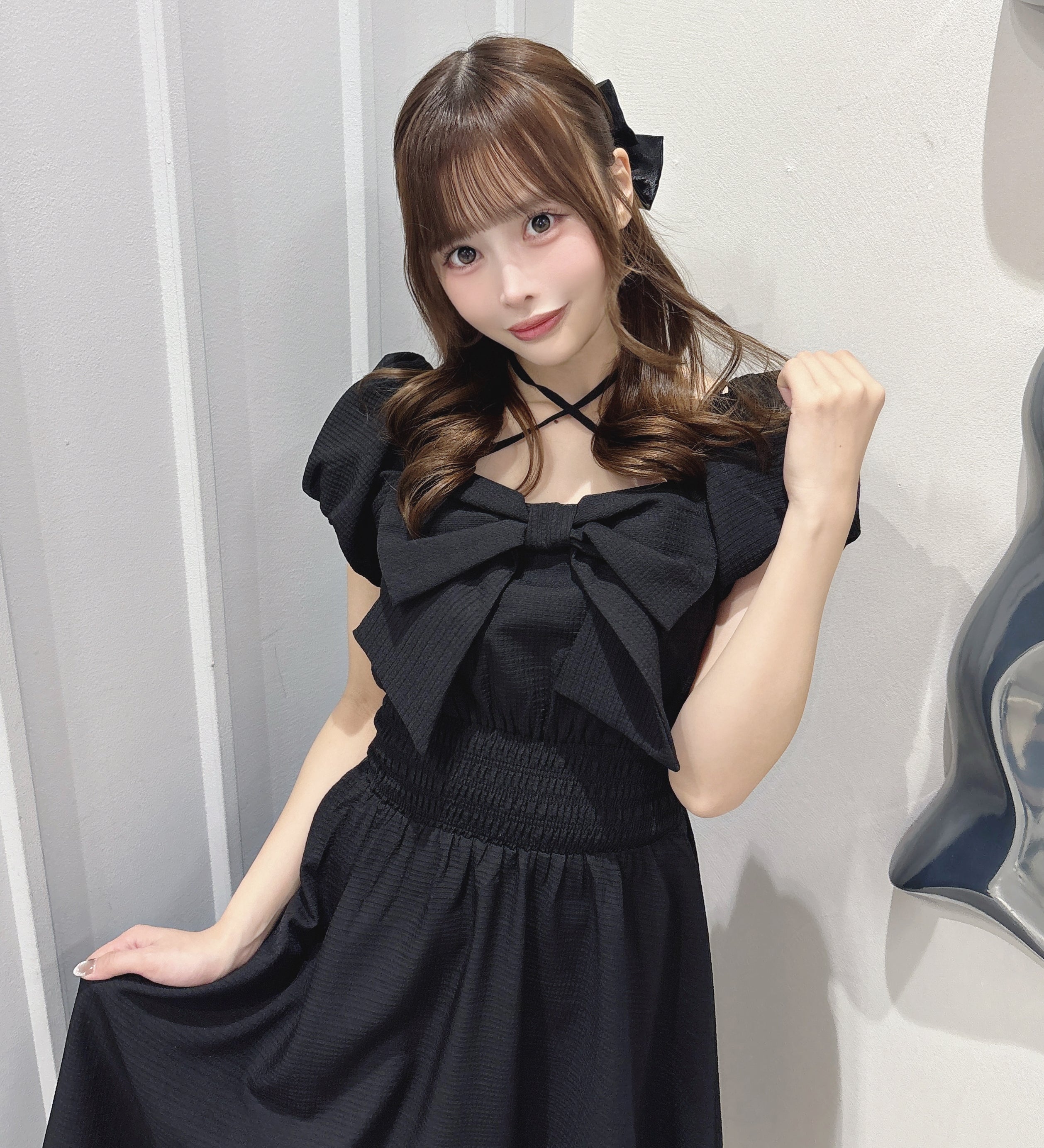 リボンオフショルワンピース