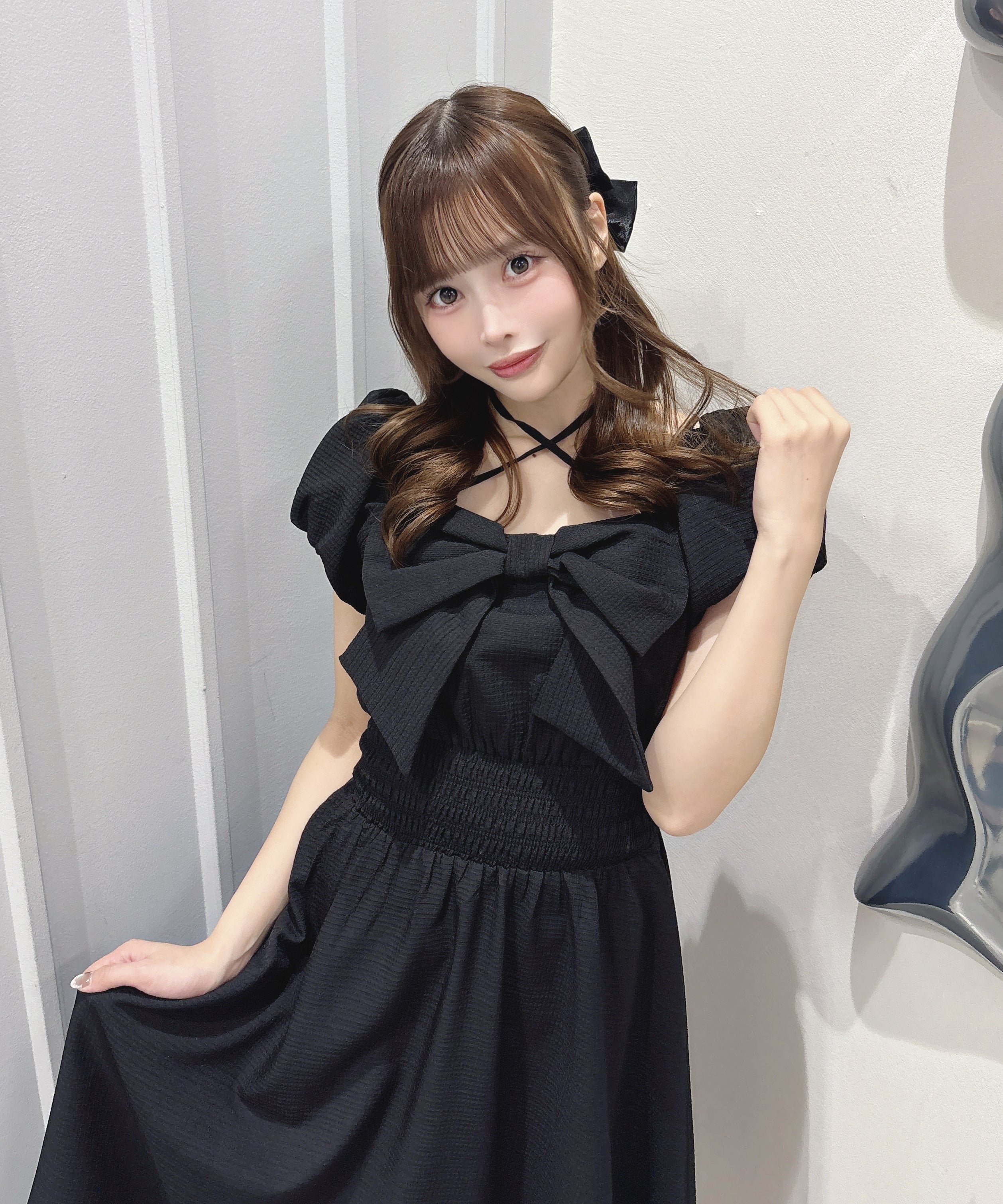 リボンオフショルワンピース