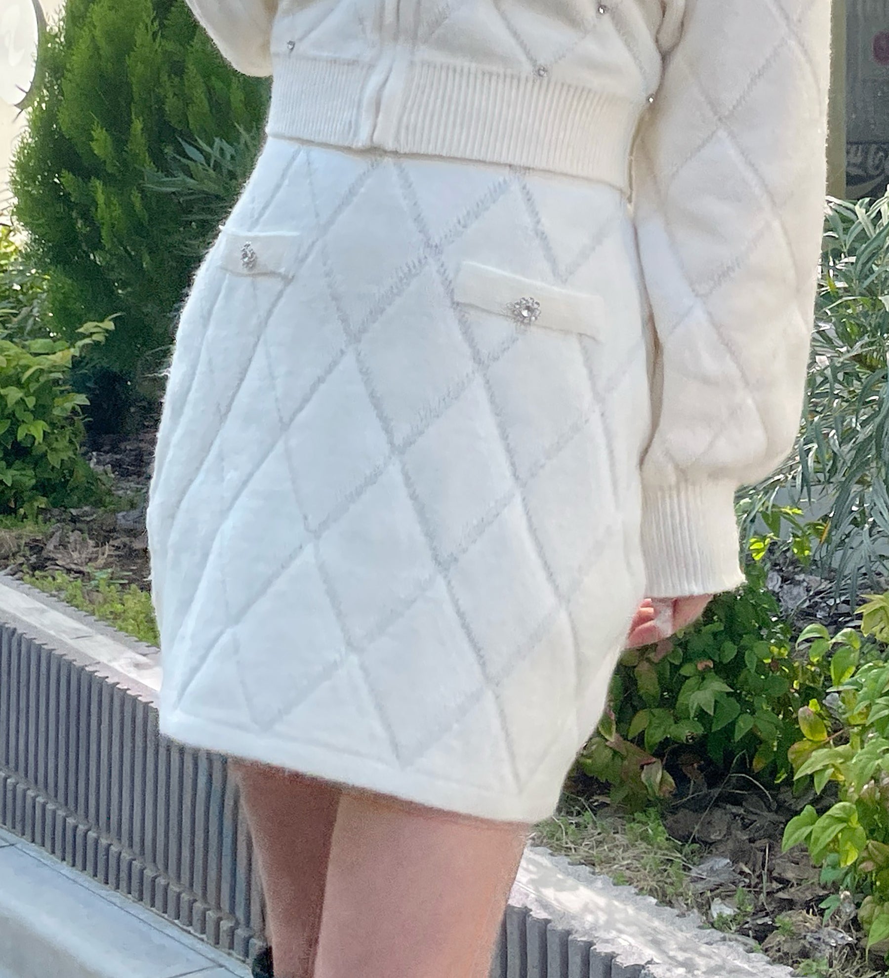 【セットアップ対応アイテム】 キルティングニットスカート