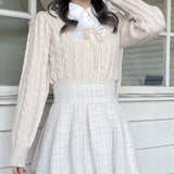 レイヤードケーブルニット