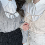 レイヤードケーブルニット